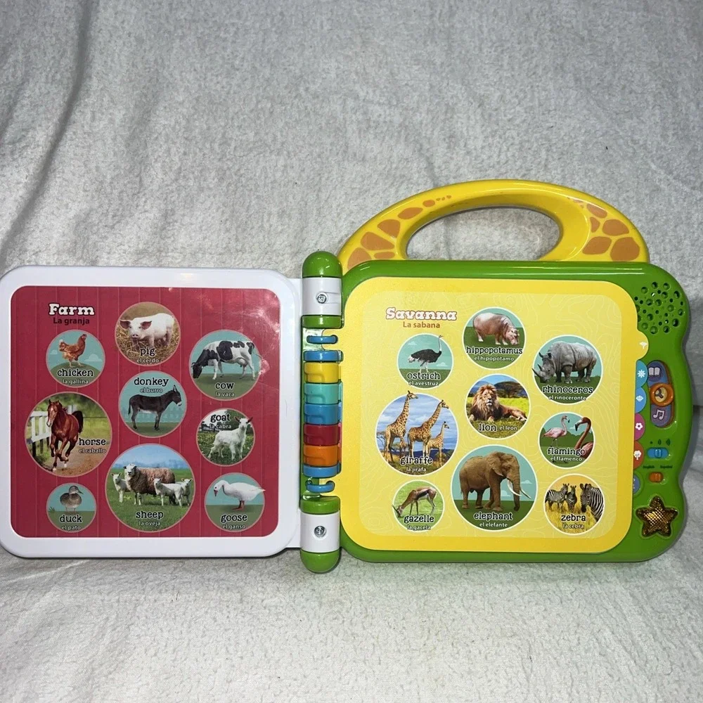 LeapFrog 100 Animals Book - Green English and Spanish , Works SEE VIDEO